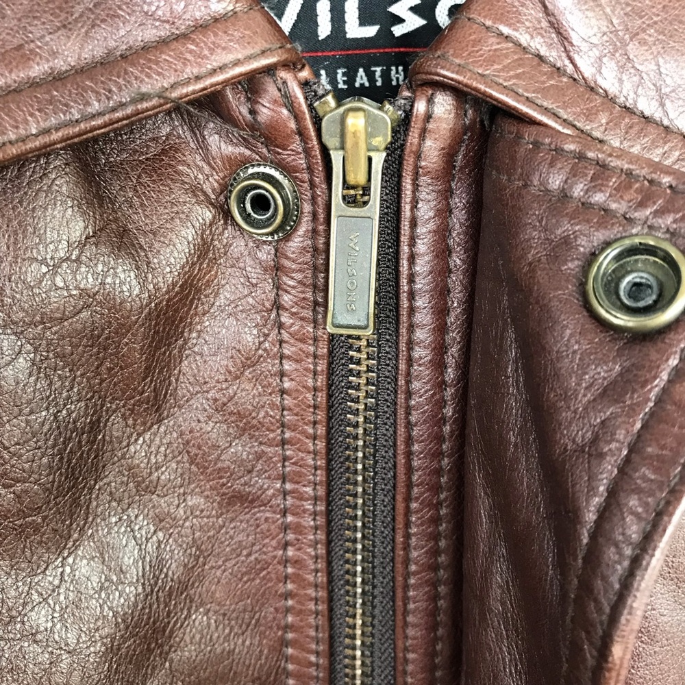 Vintage Wilson Men’s Brown Leather Jacket Sz L - Picture 5 of 12